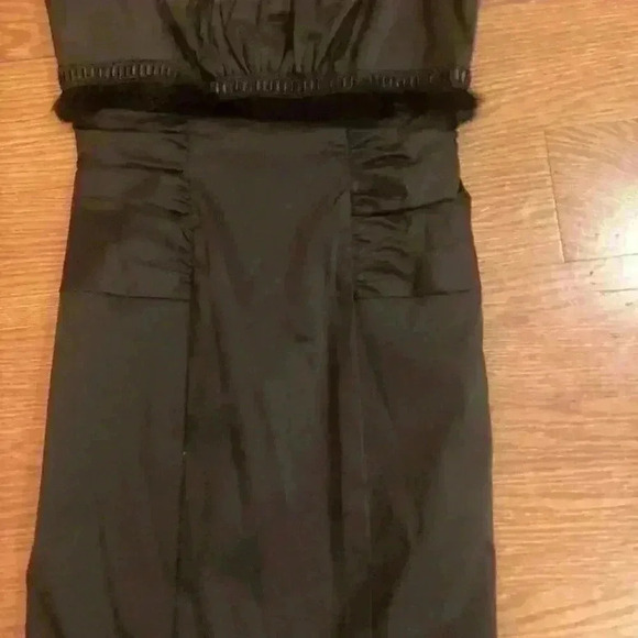 Donna Ricco Little Black Dress Cocktail Dress Ruching Feathers size 10 - Picture 15 of 15